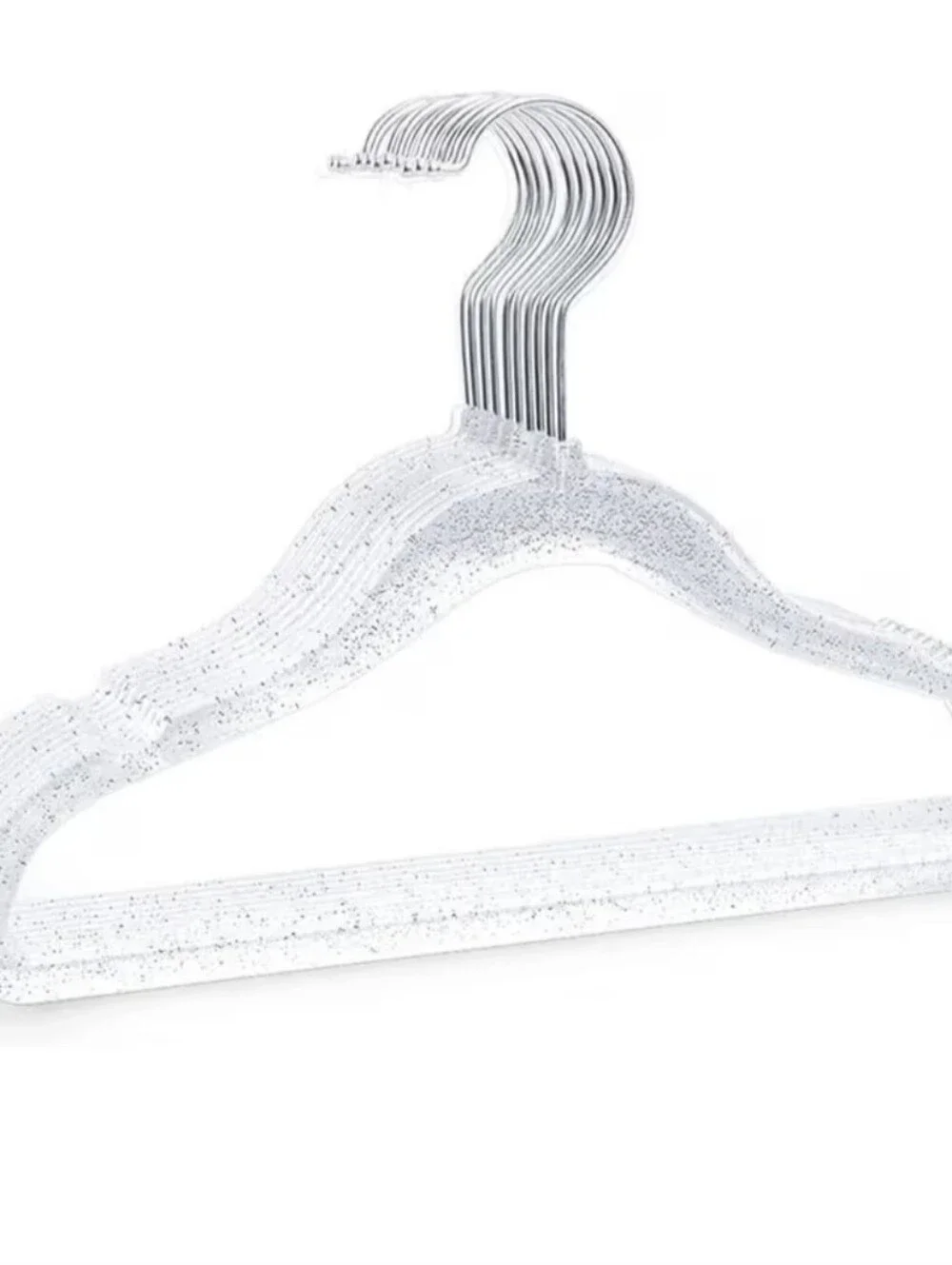 Juicy Couture Home Transparent Black Glitter Infused Hangers- 10- Silver Hook